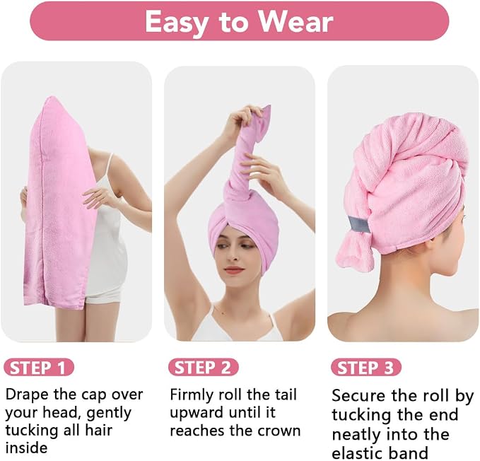 AIDEA Microfiber Hair Towel, Open Wide-End Hair Towels, Super Absorbent Hair - Image 7