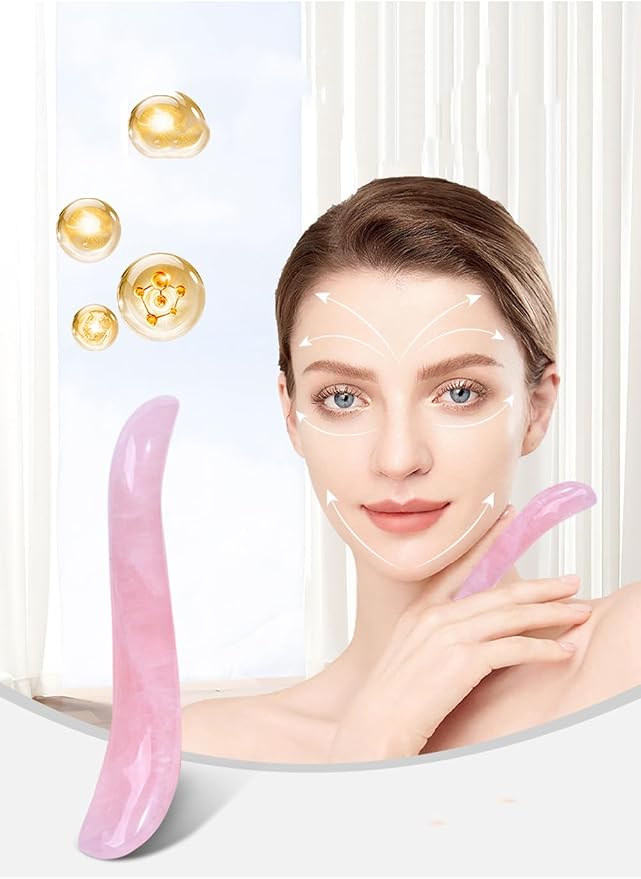 Massage Stones Guasha Roller Pink Jade Gemstone Meditation Healing Stick Stone - Image 4