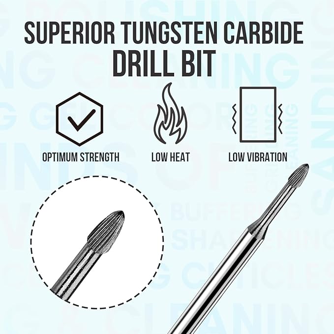 Makartt Nail Drill Bits:3/32" Safety Tungsten Carbide Cuticle Remover Drill Bit - Image 4