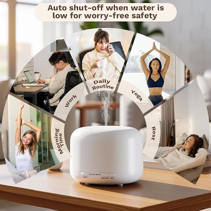 500ml Premium Essential Oil Diffuser, Quiet 4-in-1 Ultrasonic Aromatherapy - Image 4