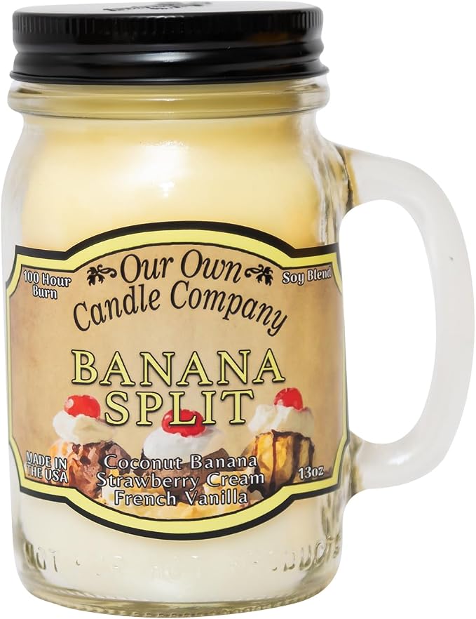 Our Own Candle Company, Banana Split Scented Mason Jar Candle, 100 Hour Burn by OurOwnCandleCompanycandles