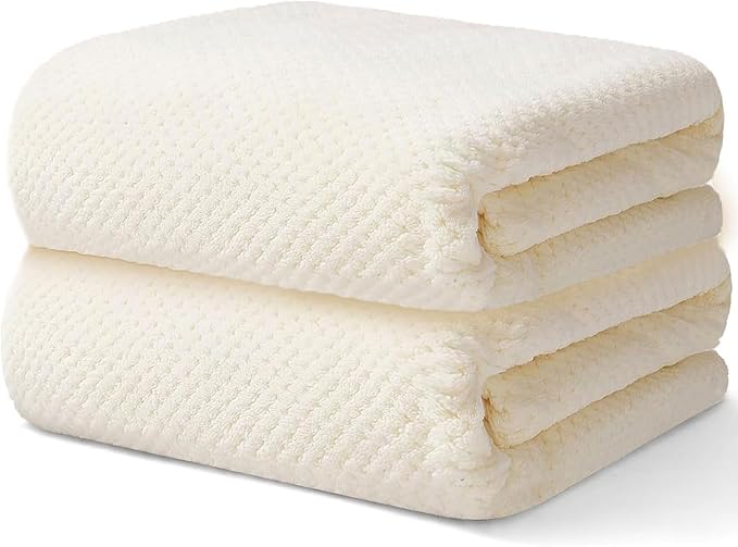 2 Pack Bath Towel Set, Waffle Bath Towel Set, Microfiber Super Soft Highly by Wuwahold