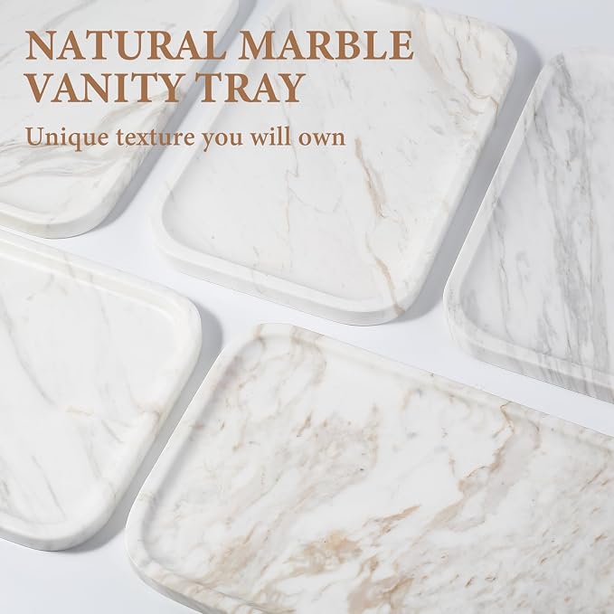 Karibiber Marble Vanity Tray, Marble Bathroom Tray Countertop, Decorative Trays - Image 3