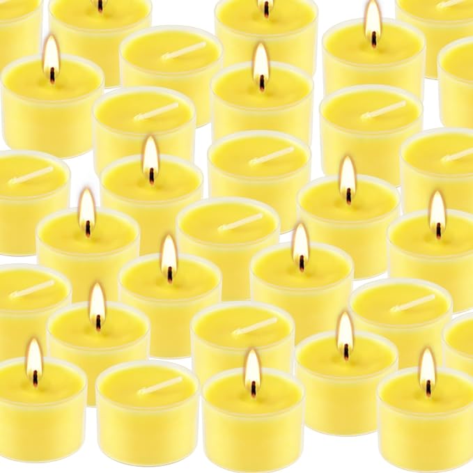 50 Pack Clear Tea Lights Candles Bulk, Summer Citronella Candle Outdoor and - Image 3