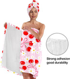 Cherry Bath Wrap with Matching Hair Drying Cap – Soft Microfiber Lightweight - Image 3