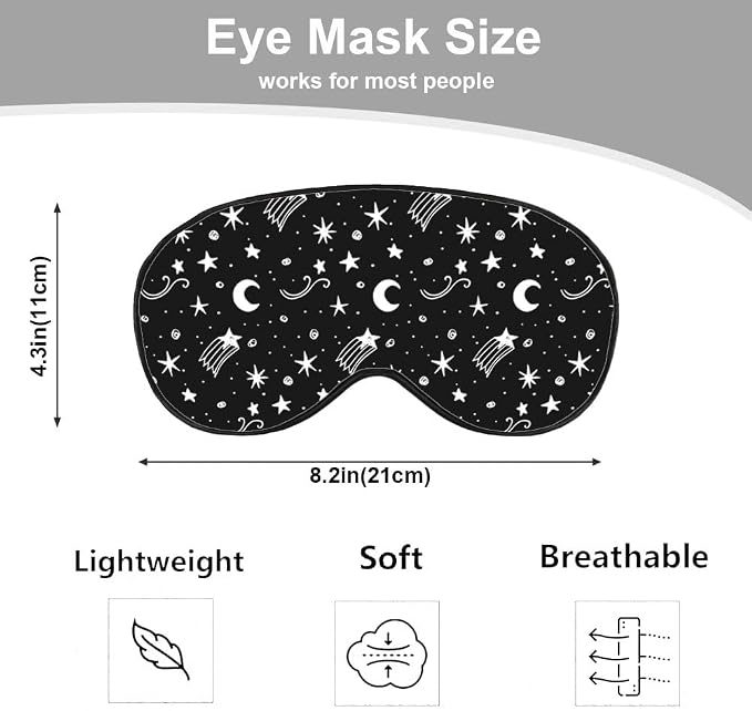 Starry Sky Moon Silk Eye Mask Sleep Mask Night Polka Dots Mystical White Black - Image 2