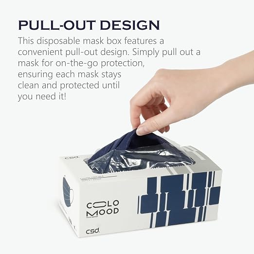 CSD Colo 30 Pcs Navy Blue Disposable Face Masks, 3 Ply Adult Mask - Image 2