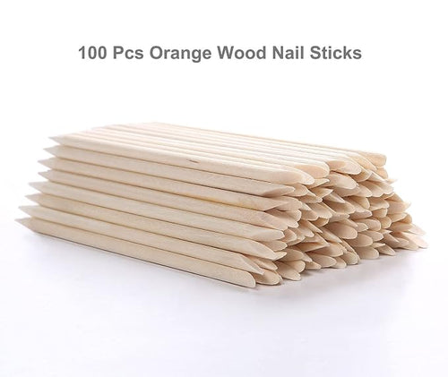 100Pcs Orange Wood Sticks for Nails, HOOMBOOM Double Sided Cuticle Pusher - Image 2