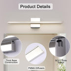 Chrome Vanity Lights for Bathroom 5CCT Dimmable Bathroom Lighting Fixtures Over - Image 6