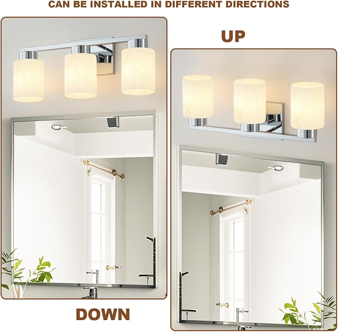 3-Light Bathroom Light Fixtures, Modern Vanity Lights, Chrome Metal Wall Lamp - Image 4