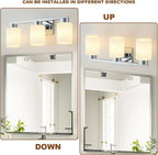 3-Light Bathroom Light Fixtures, Modern Vanity Lights, Chrome Metal Wall Lamp - Image 4
