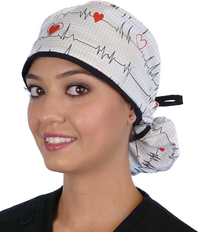 Sparkling EARTH Big Hair Ponytail Classic Surgical Style Scrub Working Cap by SparklingEARTH