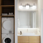 Brushed Nickel Bathroom Vanity Light Fixtures 3 Lights Milk White Glass Globe - Image 6
