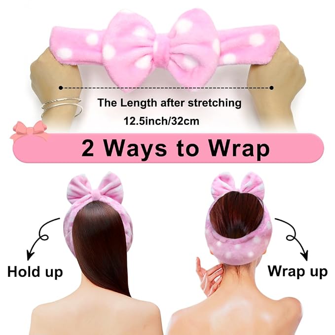 Shintop Women Fashion Lovely Soft Carol Fleece Bowknot Bow Makeup Cosmetic - Image 2