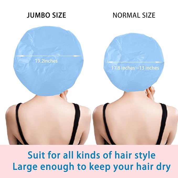 Jumbo Size Shower Cap 2 PCS Waterproof Shower Caps - Image 4