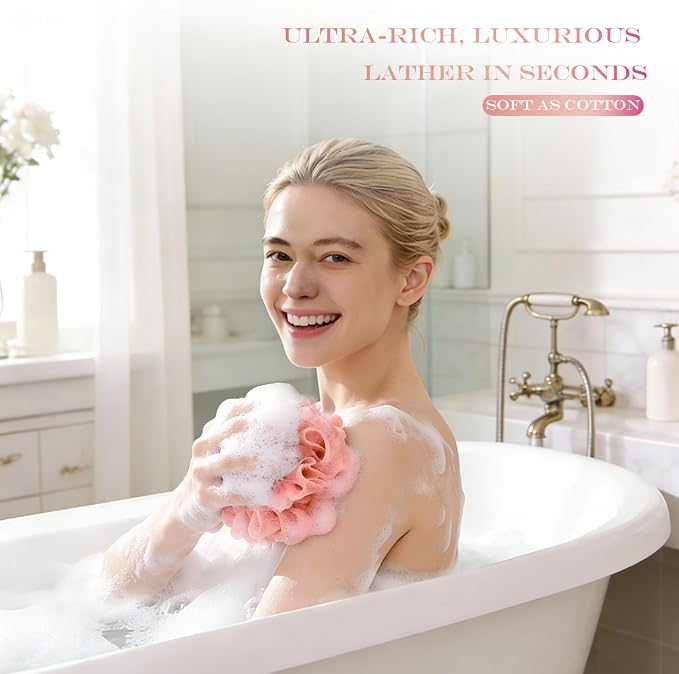 2-Pack Loofah Washcloth Combo 2-in-1, Exfoliating Soap Saver Pouch - Image 4