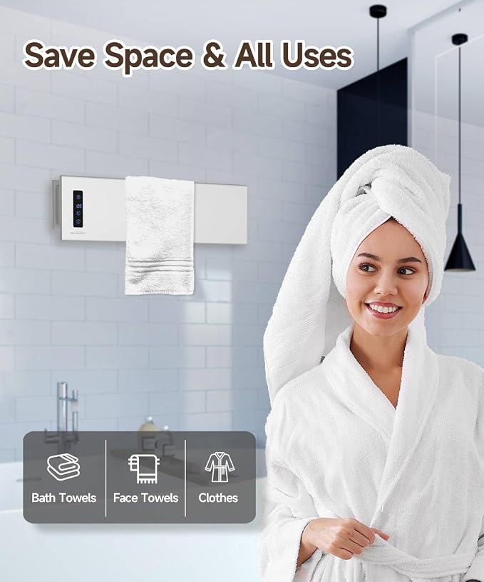 Hot Towel Warmer, Small Towel Warmer Rack Wall-Mounted, LED Control - Image 6