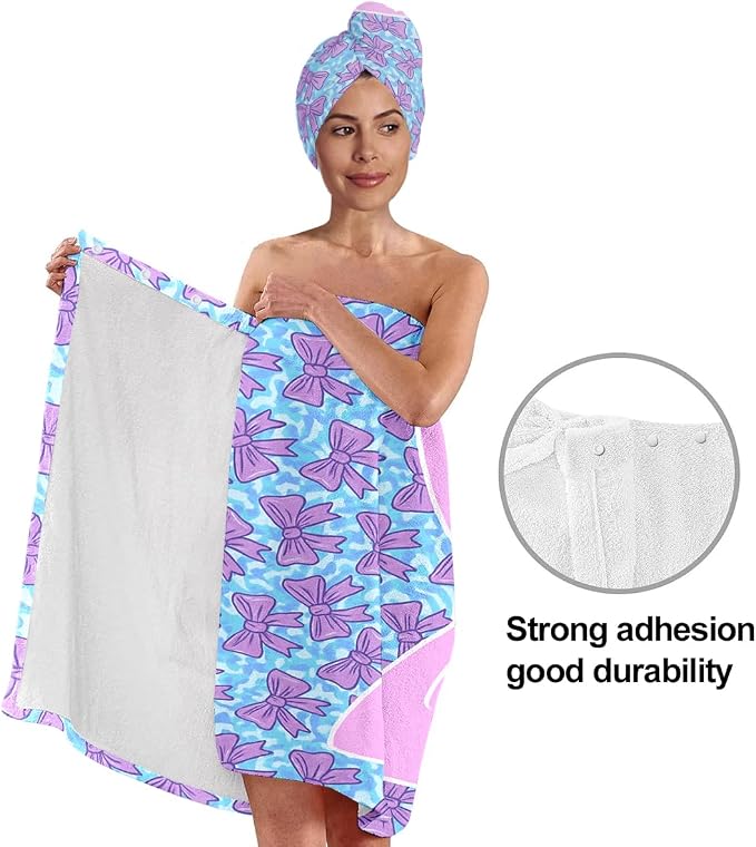 Bow Towel Wrap for Women Girls – Microfiber Shower Spa Wrap - Image 4