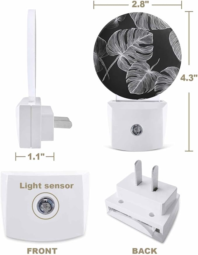 Night Lights Auto Sensor Black Palm Leaves Night Light Summer Tropical Branches - Image 2