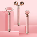 3-IN-1 Electric Jade Roller 3D Roller Facial Roller & Face Massager, Rose Quartz - Image 9