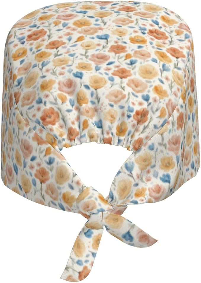Scrub Cap for Women and Men Boho Black Leaf Pattern Adjustable Breathable - Image 8