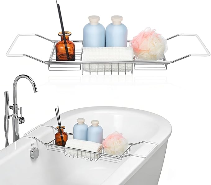 Cabilock Stainless Steel Expandable Bathtub Tray, Chrome Polished Telescopic by cabilock