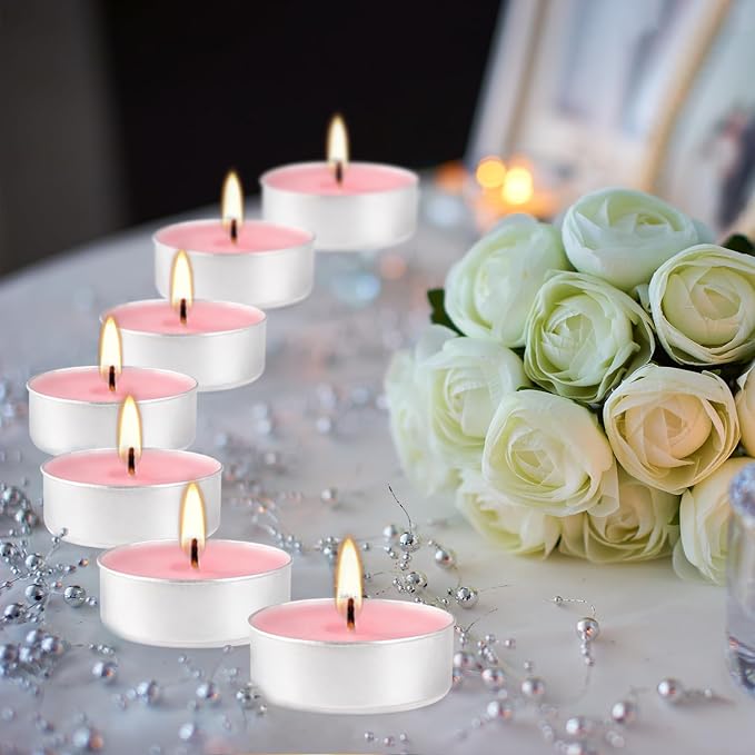 Pink Rose Scented Tealight Candles -Giant 100 Pack Votive Candles Bulk - Image 6