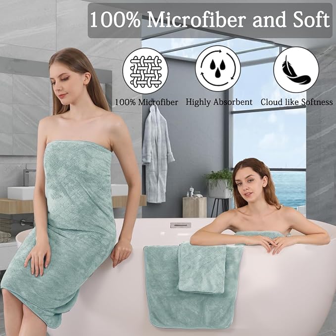 Ycosy 8-Piece Bath Towels Set, 2 Oversized Bath Sheet, 2 Hand Towels and 4 - Image 3