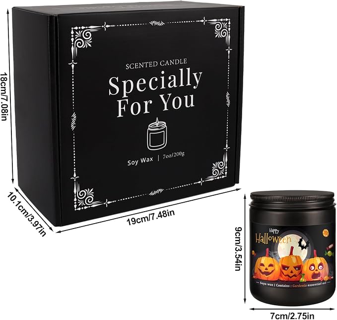 4 Pack Black Halloween Scented Candles -7oz Soy Wax Candles - Image 3