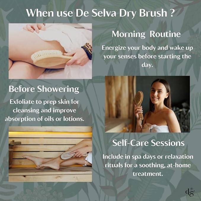 Dry Brush for body with Natural Boar Bristle & Bamboo Handle. Dry Body Brush - Image 5