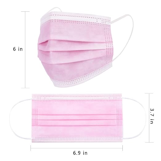 Borje Pink Disposable Face Mask 100 Pcs Pink Face Masks 3 Ply Protection Masks - Image 4