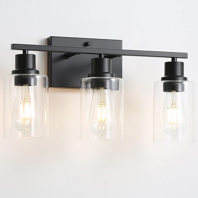 Bathroom Vanity Light Fixtures, 3-Light Matte Black Bathroom Lights, Wall by FILIMITIY