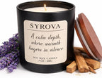 Lavender & Sandalwood Candle, Luxury Scented Soy Candle 7oz, Calming Relaxing by SYROVA