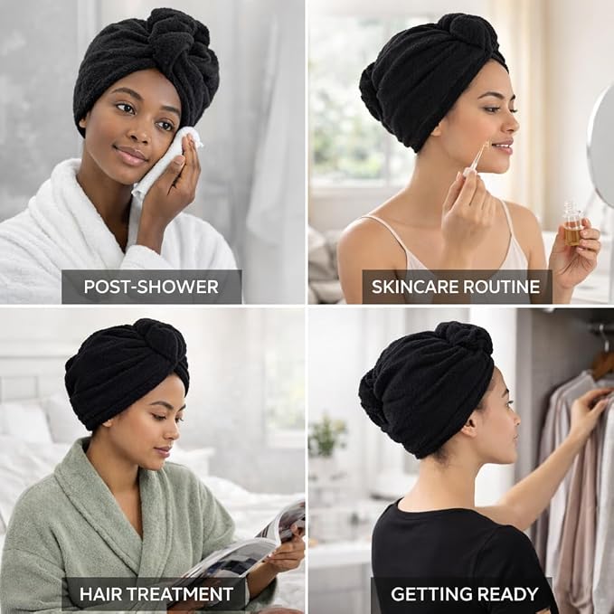 100% Turkish Cotton Hair Towel Wrap 2 Pack – Oeko-TEX Certified Quick Dry Turban - Image 8