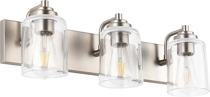 SOLFART Brushed Nickel Vanity Light Bathroom Light Fixtures Over Mirror 3 Light by SOLFART