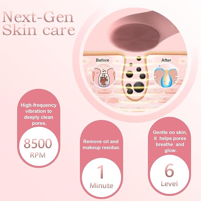 LZP Silicone Face Scrubber, Electric Facial Cleansing Brush - Image 3