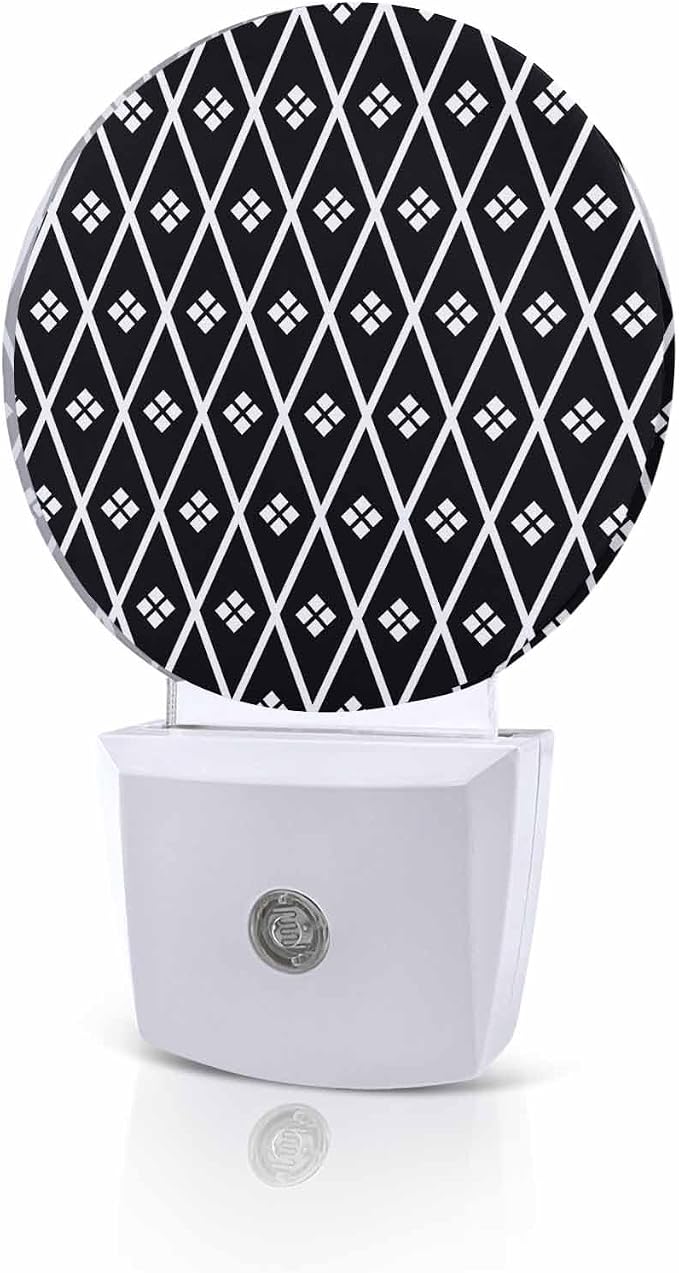 Night Lights Auto Sensor Black Diamond Night Light Geometric Rhombus Round Lamp by Home+L6