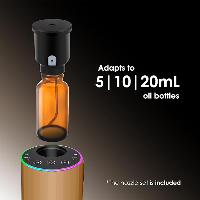 Waterless Essential Oil Diffuser, 7 Colors LED Light, Battery Powered Mini - Image 2