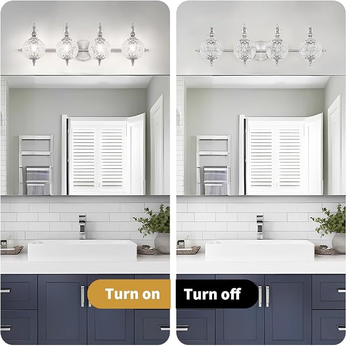 Brushed Nickel Bathroom Vanity Light Fixture Vintage Style - Image 5