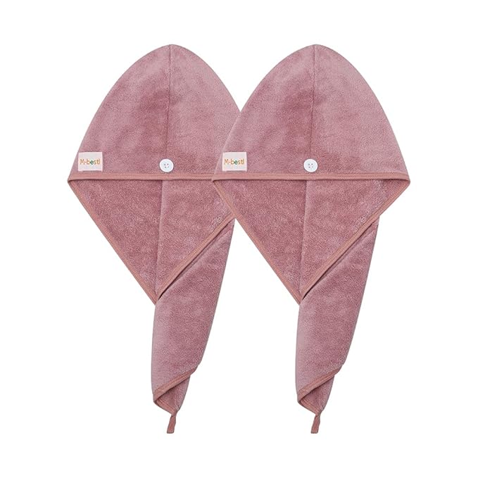 M-bestl 2 Pack Microfiber Hair Towel Wrap, Hair Drying Towel - Image 2