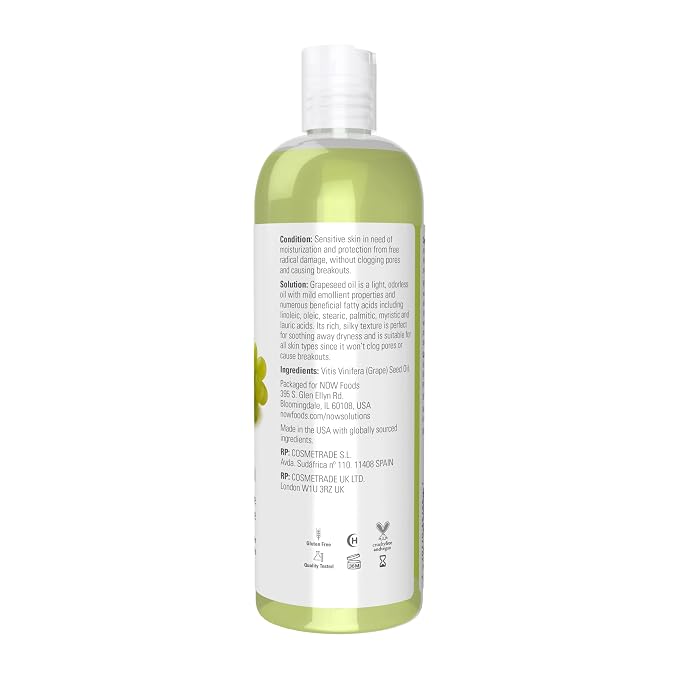 NOW Foods Solutions, Grapeseed Oil, Skin Care - Image 2
