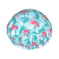 Pink Flamingos Shower Cap For Women Reusable Waterproof Double Layers Bath Cap by YUZEKABZ