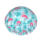 Pink Flamingos Shower Cap For Women Reusable Waterproof Double Layers Bath Cap by YUZEKABZ