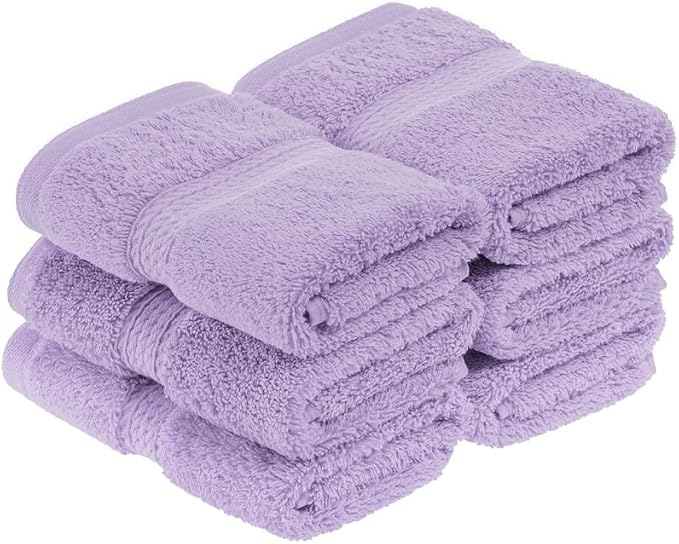 Superior Egyptian Cotton Pile Face Towel/Washcloth Set of 6, Ultra Soft Luxury by SUPERIOR