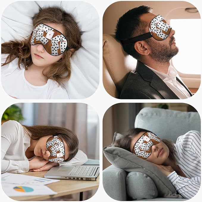 Playing Cards Silk Eye Mask Sleep Mask Funny Poker Wooden Table Rectangle Eye - Image 5