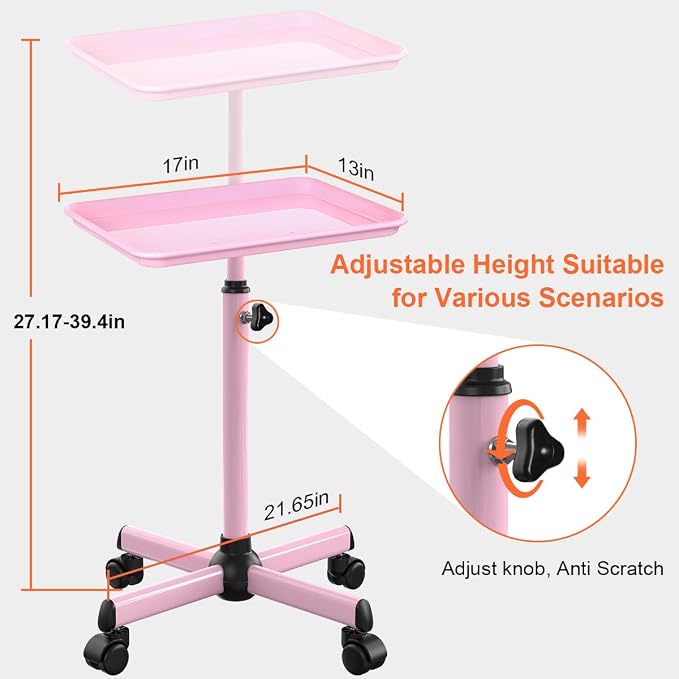 Salon Tray Cart Tattoo Tray Rolling Cart, Service Rolling Tray, Height - Image 4