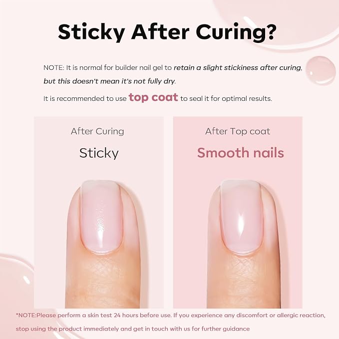 modelones Top Coat with Builder Nail Gel, Nude Pink Color Builder Top Nail Kit - Image 6