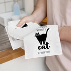 2Pcs Cat Kitchen Towels "The Secret Ingredient Is Cat Hair" Design Farmhouse - Image 3
