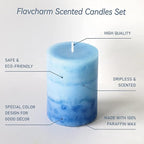 3x4 inch Blue Pillar Candles for Home Scented 3 Pack Lilac Garden Scented - Image 2