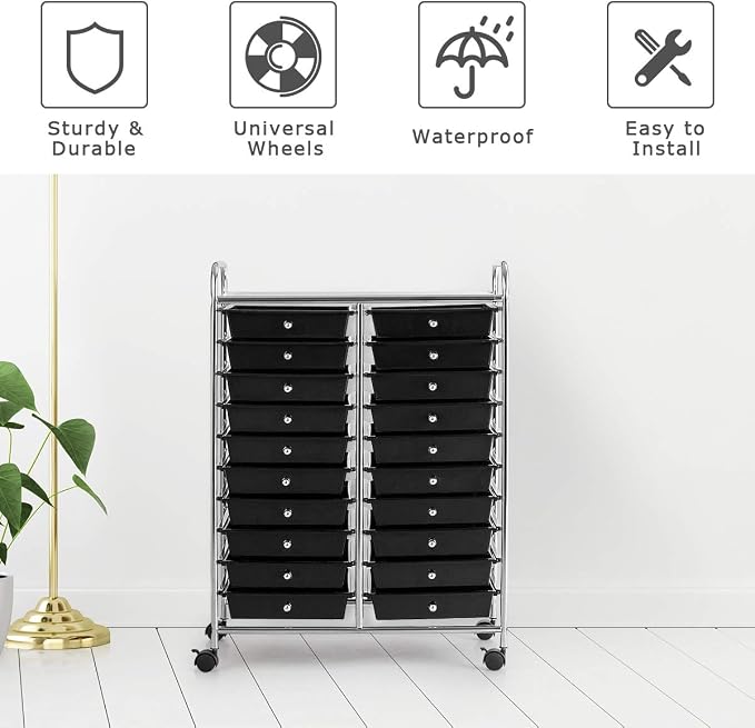 Giantex 20 Drawer Rolling Storage Cart Tools Scrapbook Paper Office School - Image 5